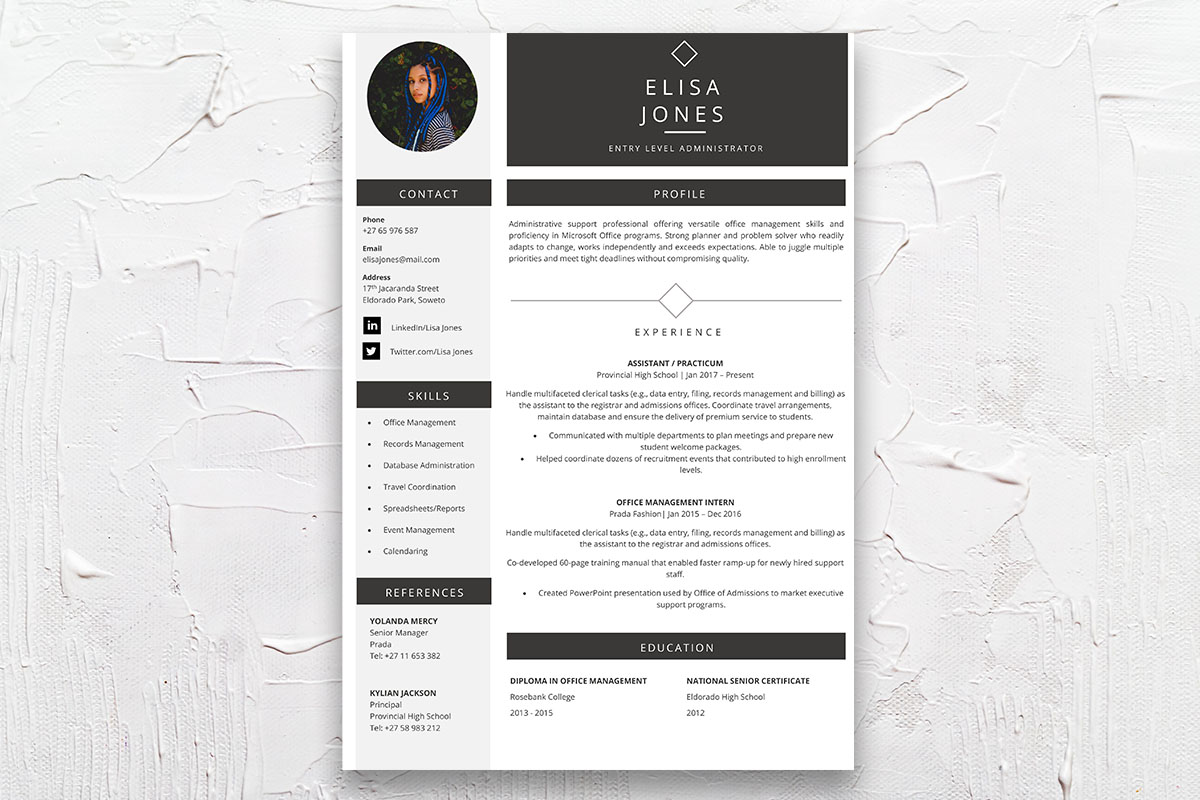 Administrator - Resume Design CV Template - Student Cycle